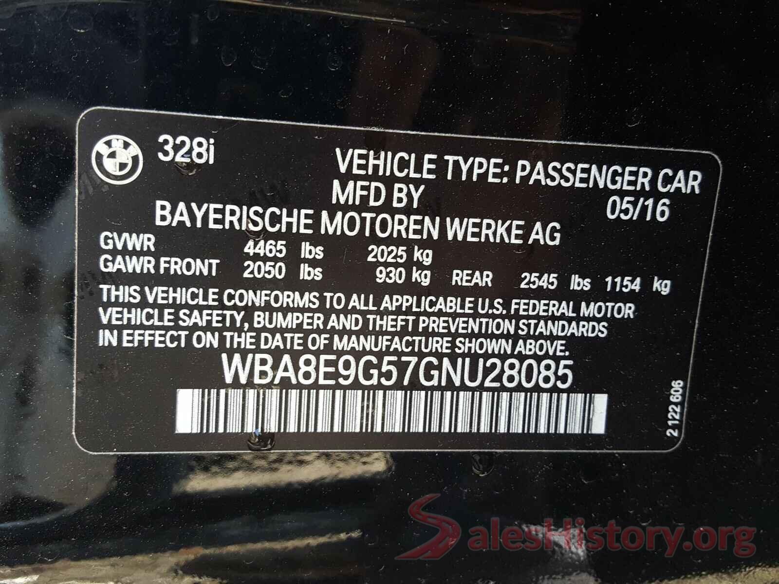 WBA8E9G57GNU28085 2016 BMW 3 SERIES