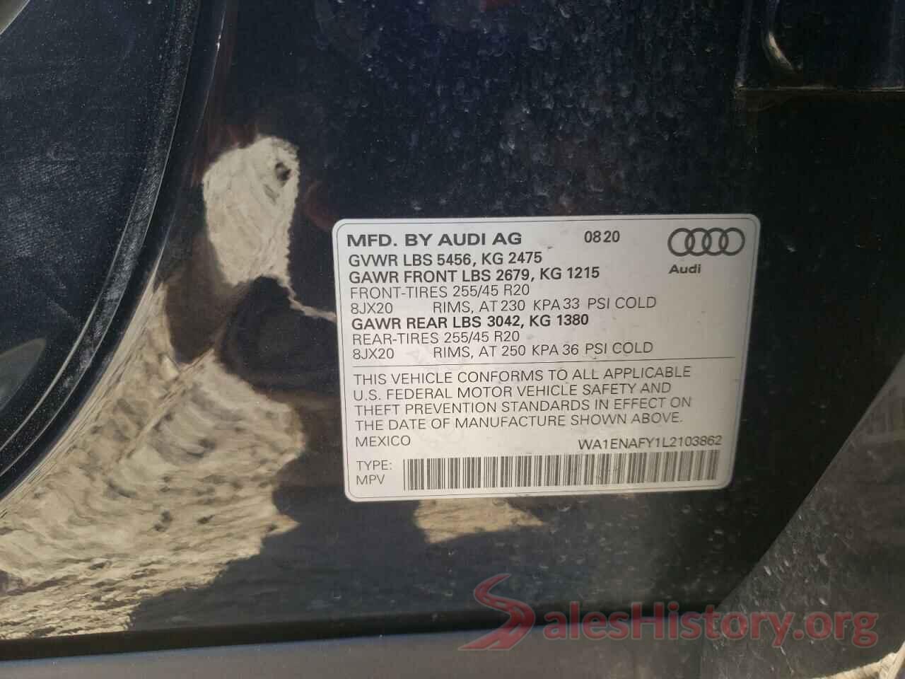 WA1ENAFY1L2103862 2020 AUDI Q5