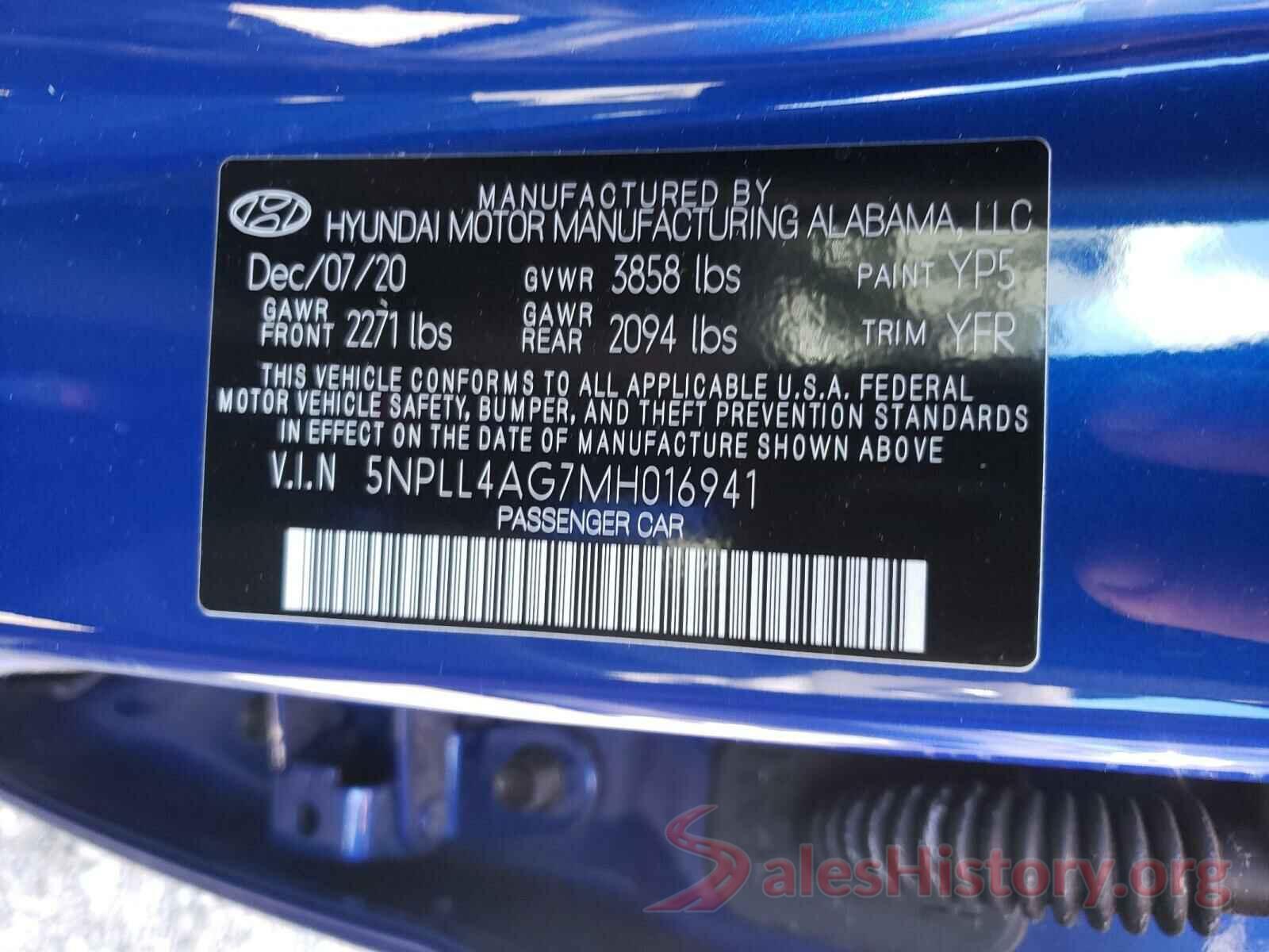 5NPLL4AG7MH016941 2021 HYUNDAI ELANTRA