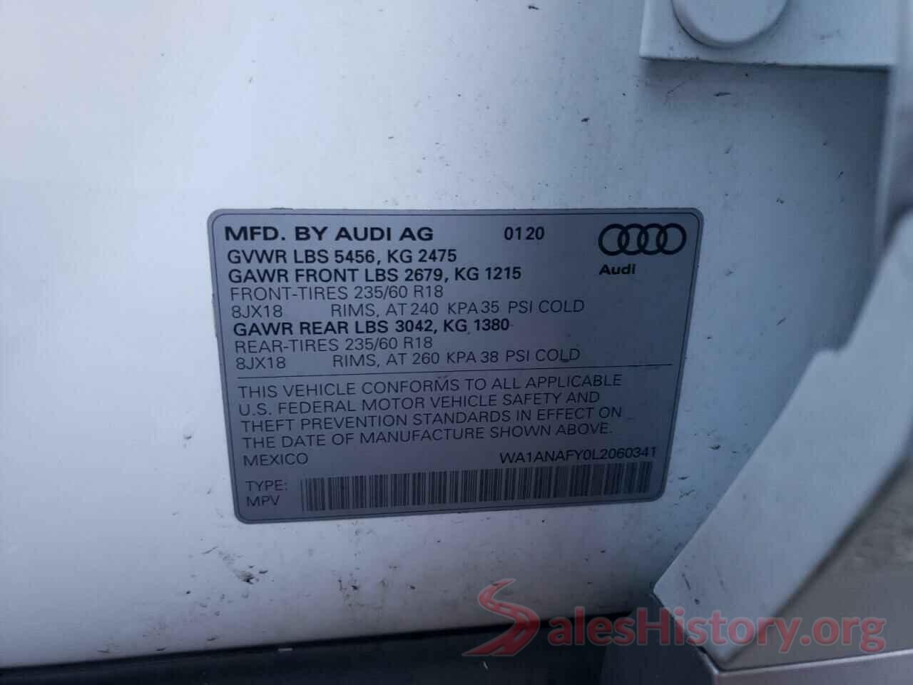 WA1ANAFY0L2060341 2020 AUDI Q5