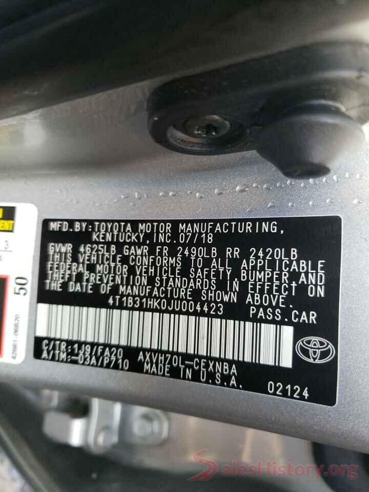 4T1B31HK0JU004423 2018 TOYOTA CAMRY