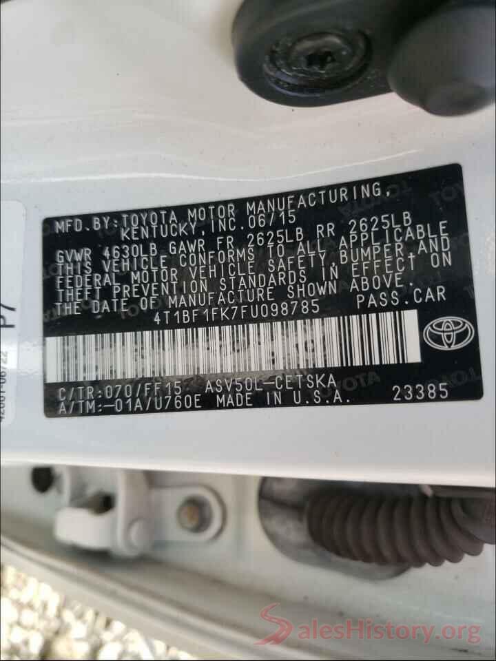 4T1BF1FK7FU098785 2015 TOYOTA CAMRY