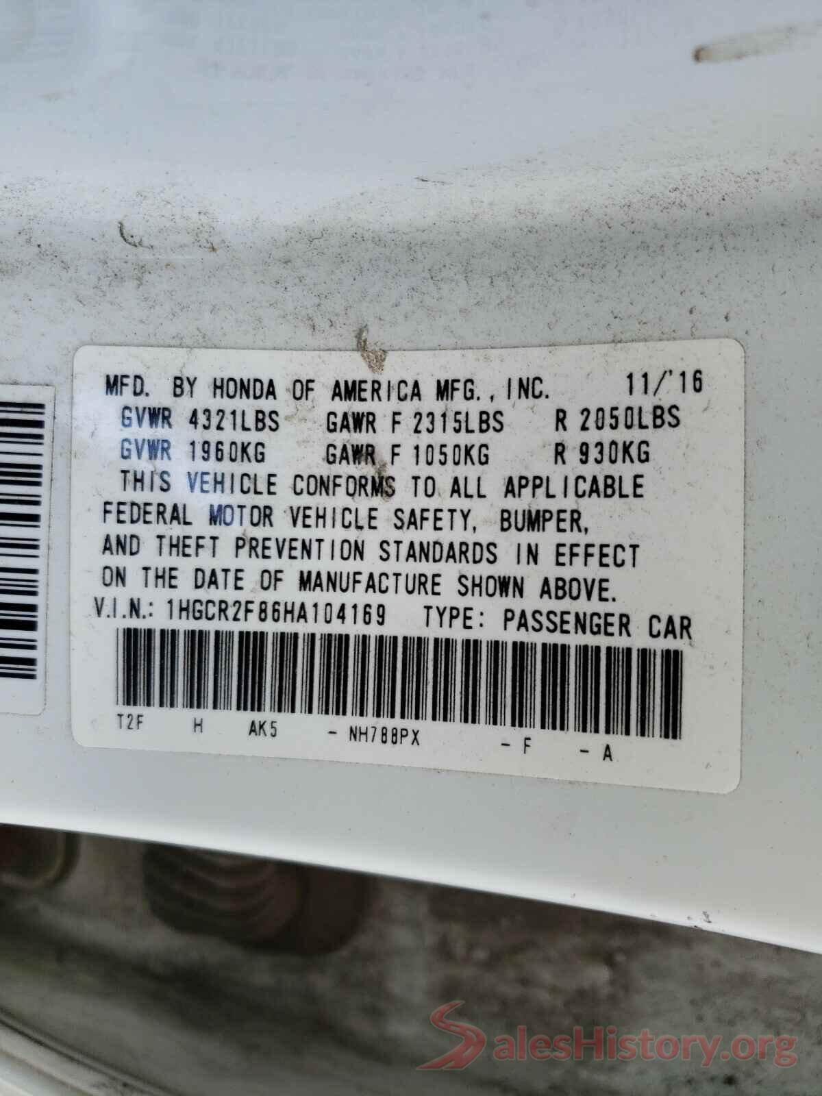 1HGCR2F86HA104169 2017 HONDA ACCORD