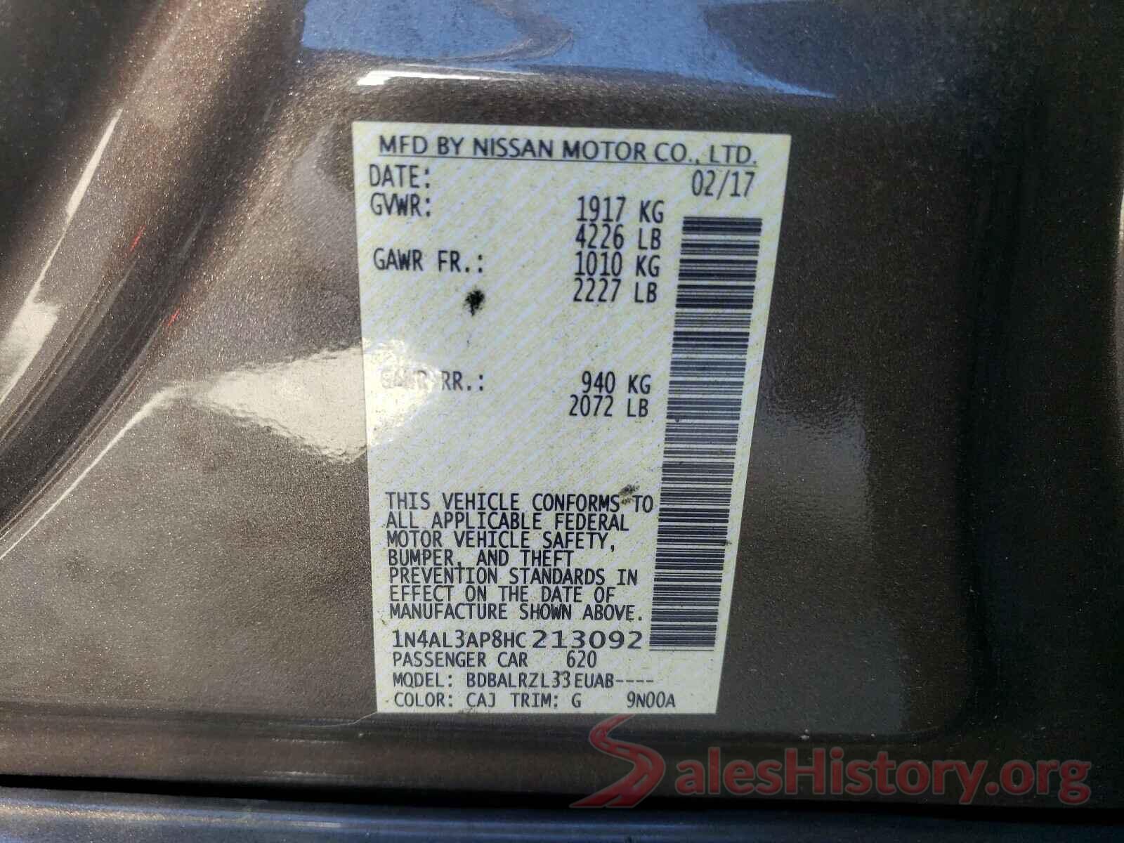 1N4AL3AP8HC213092 2017 NISSAN ALTIMA