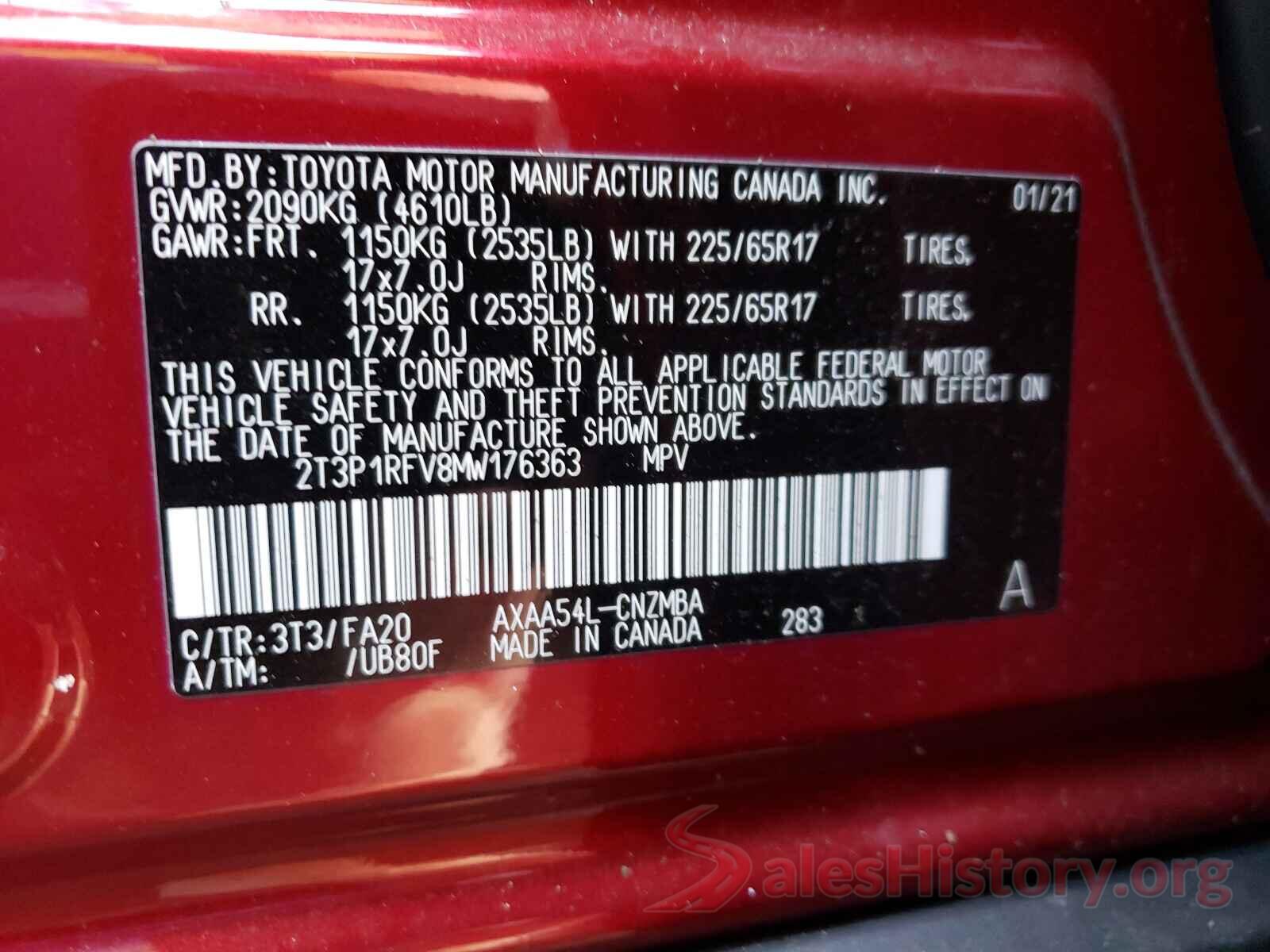 2T3P1RFV8MW176363 2021 TOYOTA RAV4