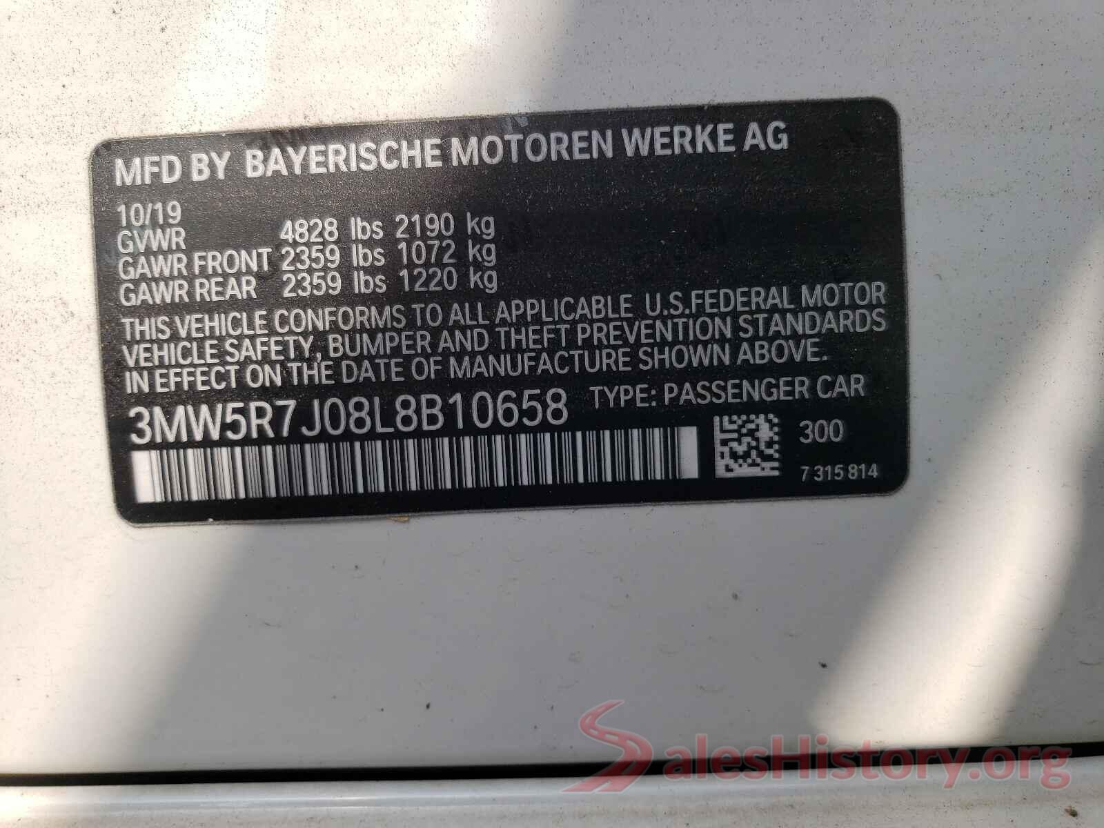 3MW5R7J08L8B10658 2020 BMW 3 SERIES