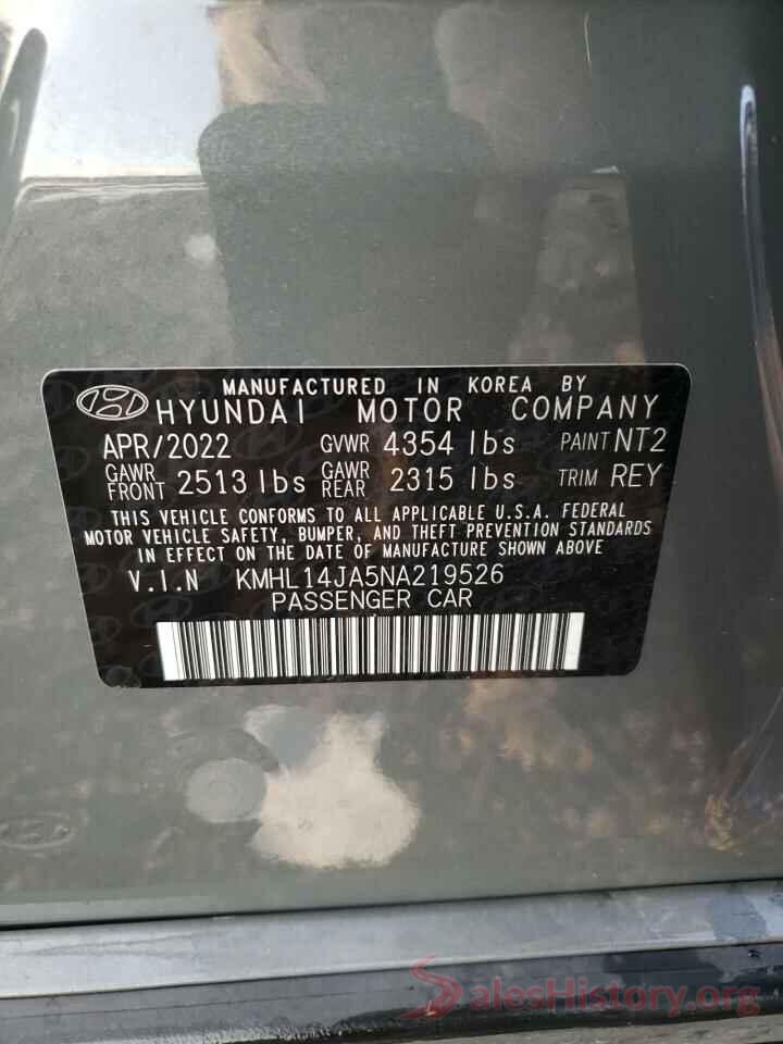 KMHL14JA5NA219526 2022 HYUNDAI SONATA