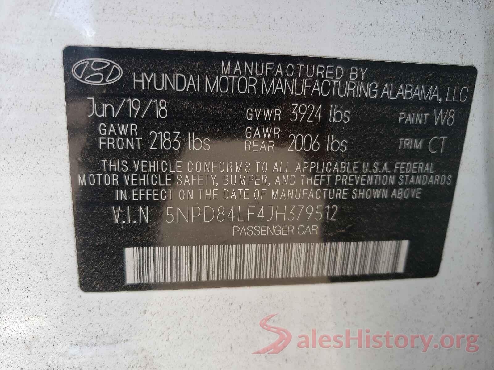 5NPD84LF4JH379512 2018 HYUNDAI ELANTRA