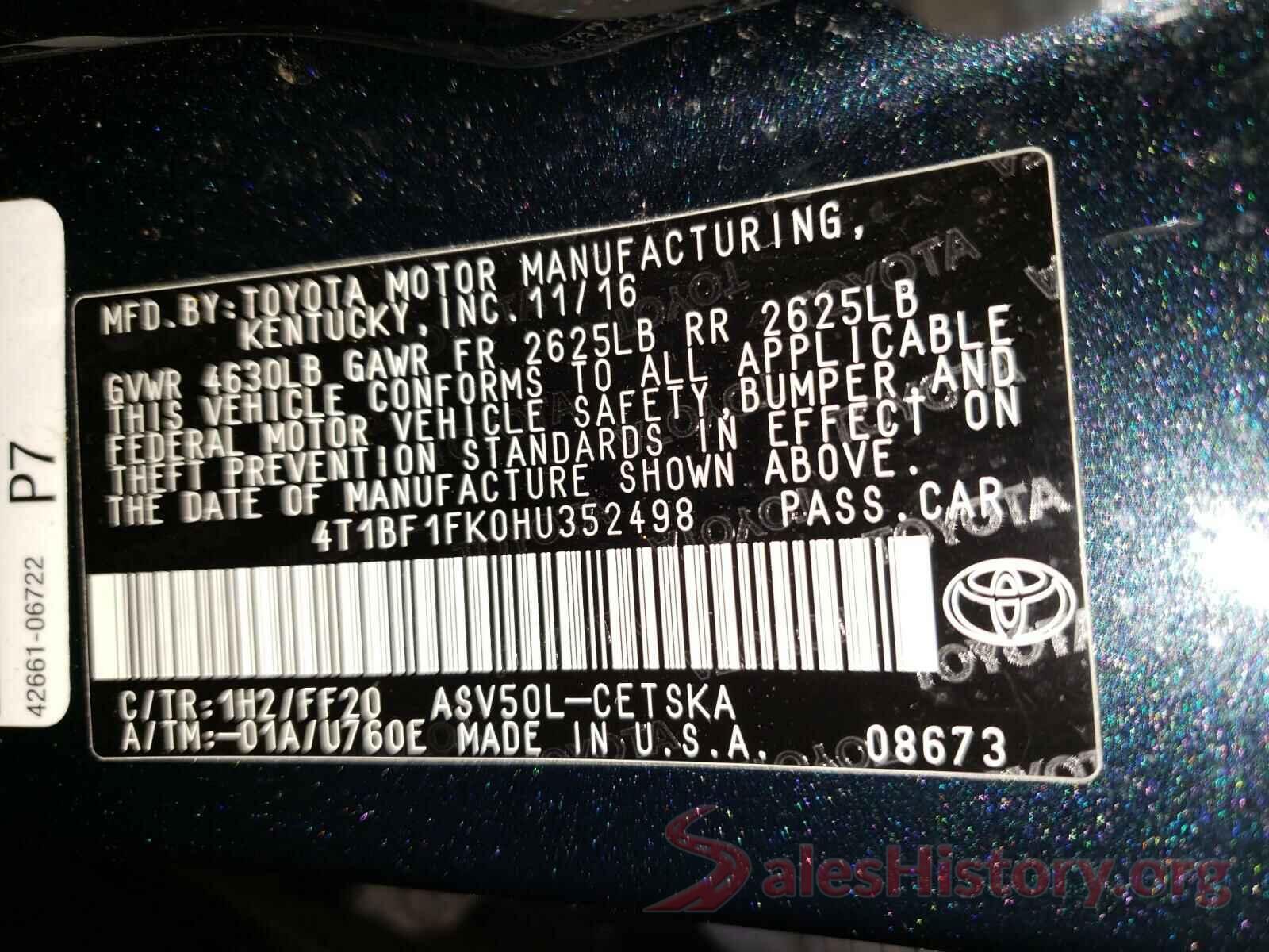 4T1BF1FK0HU352498 2017 TOYOTA CAMRY