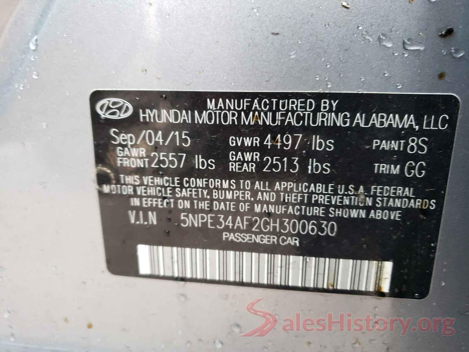 5NPE34AF2GH300630 2016 HYUNDAI SONATA