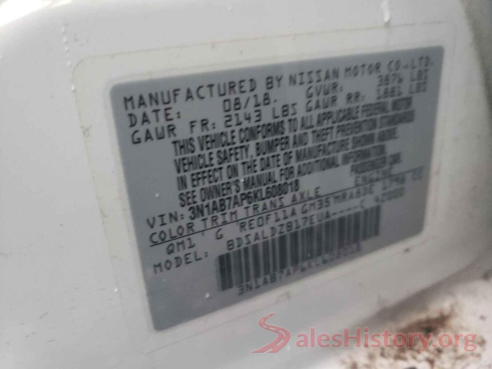 3N1AB7AP6KL608018 2019 NISSAN SENTRA