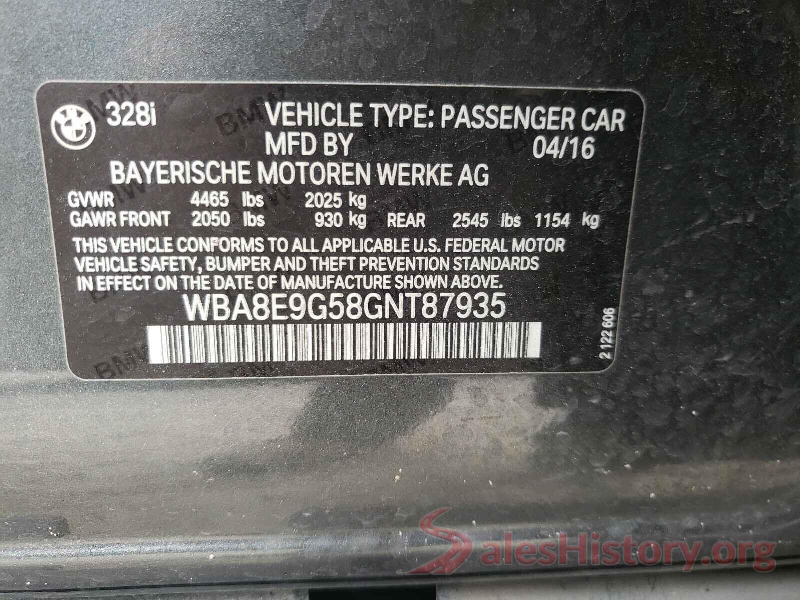 WBA8E9G58GNT87935 2016 BMW 3 SERIES