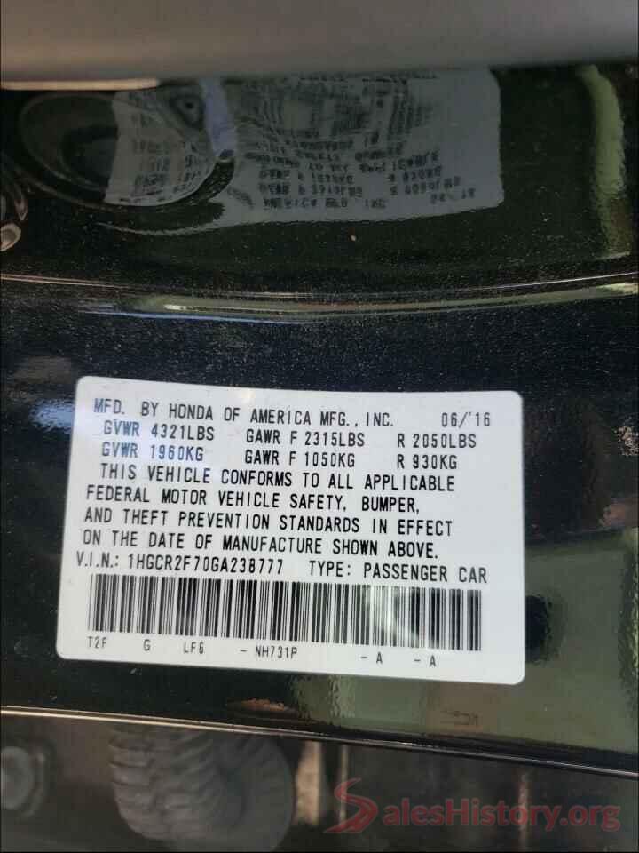 1HGCR2F70GA238777 2016 HONDA ACCORD