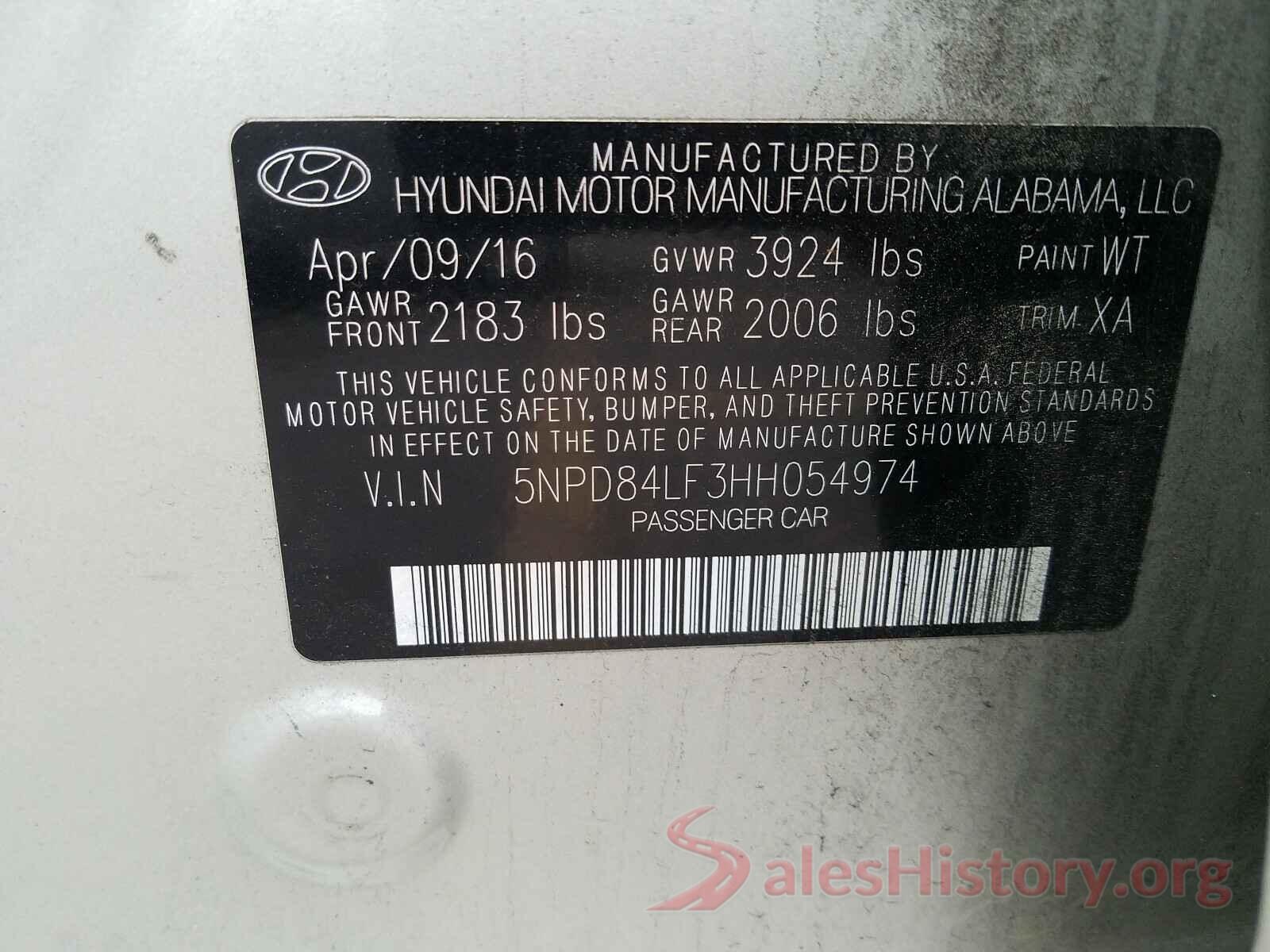 5NPD84LF3HH054974 2017 HYUNDAI ELANTRA