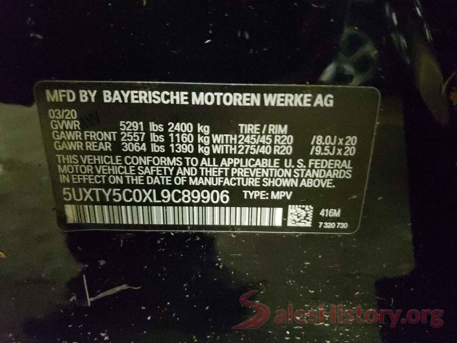 5UXTY5C0XL9C89906 2020 BMW X3