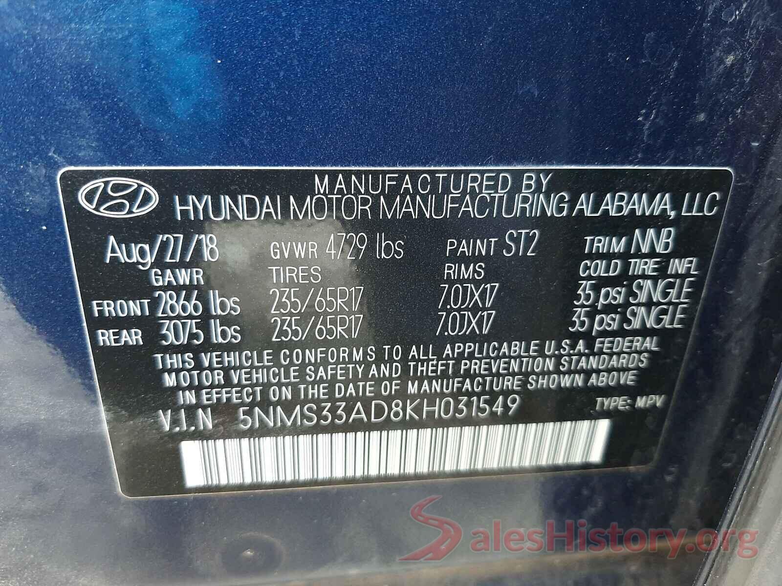 5NMS33AD8KH031549 2019 HYUNDAI SANTA FE