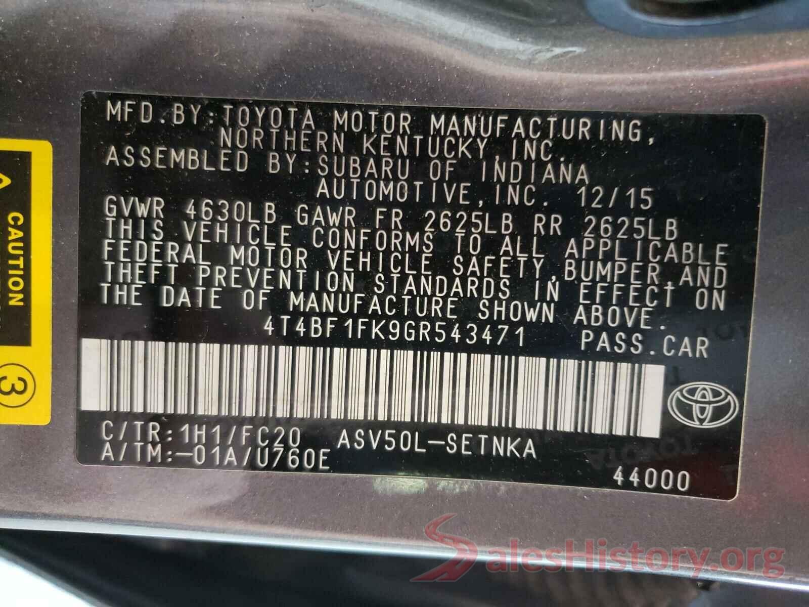 4T4BF1FK9GR543471 2016 TOYOTA CAMRY