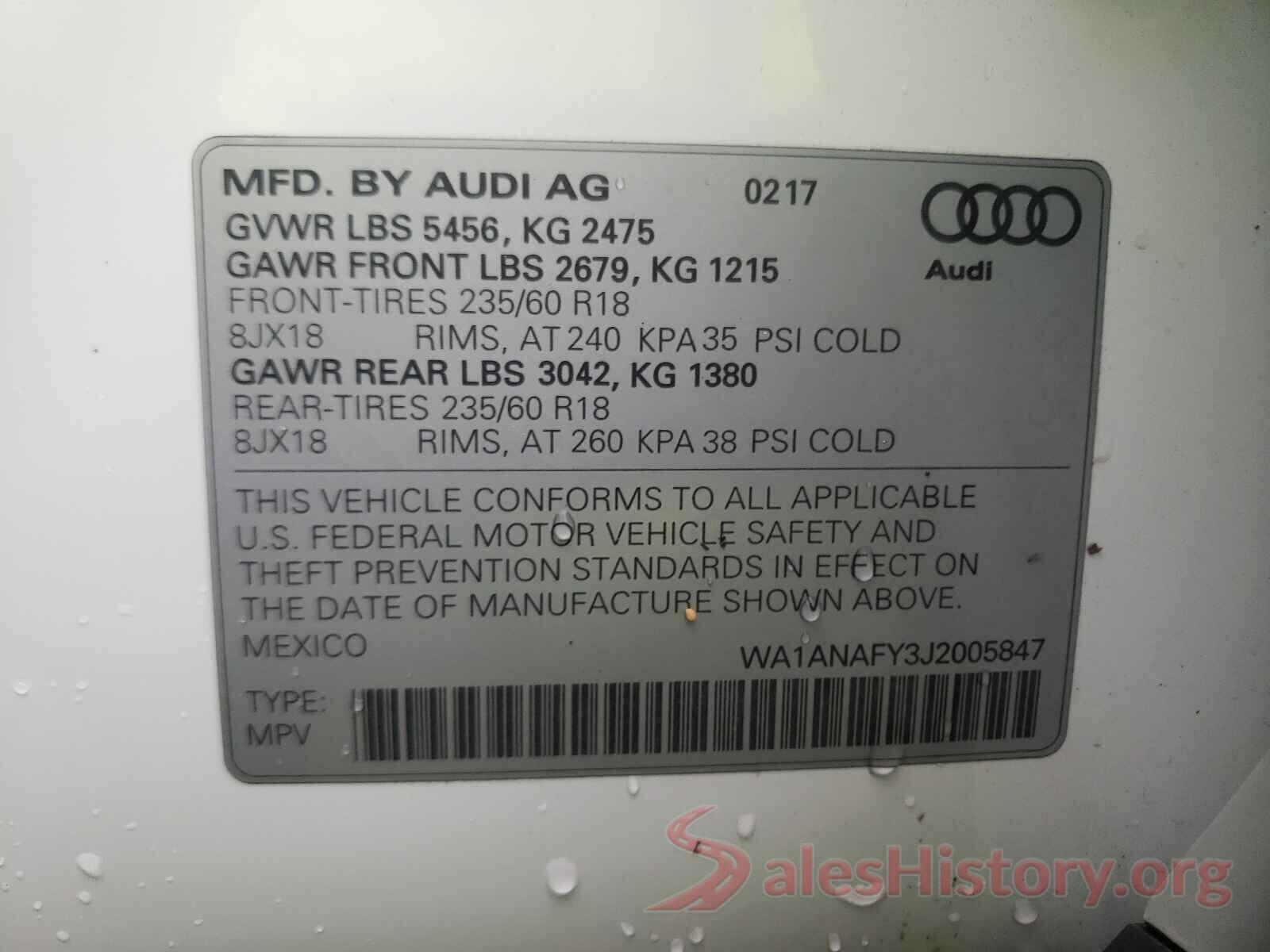 WA1ANAFY3J2005847 2018 AUDI Q5