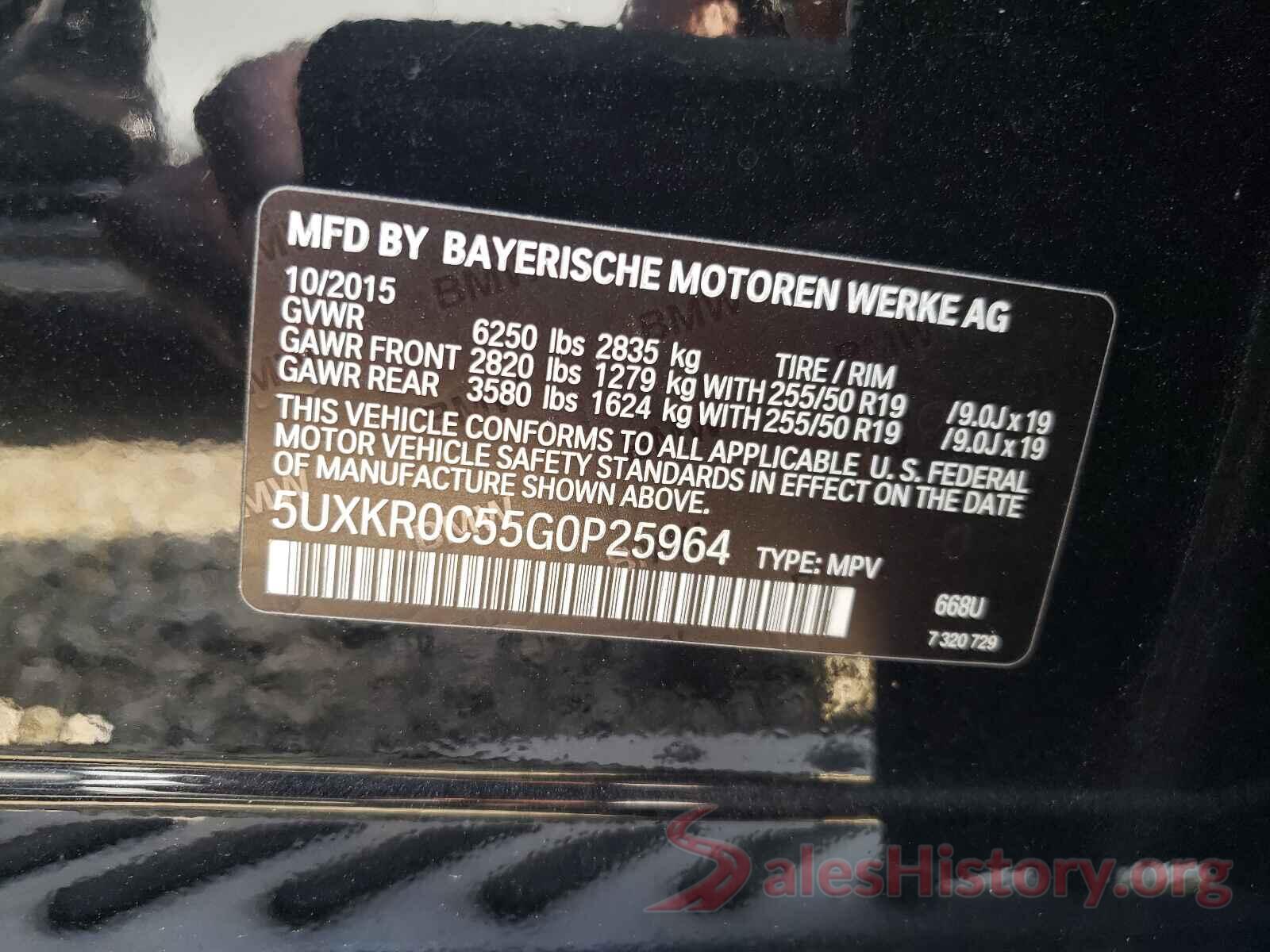 5UXKR0C55G0P25964 2016 BMW X5