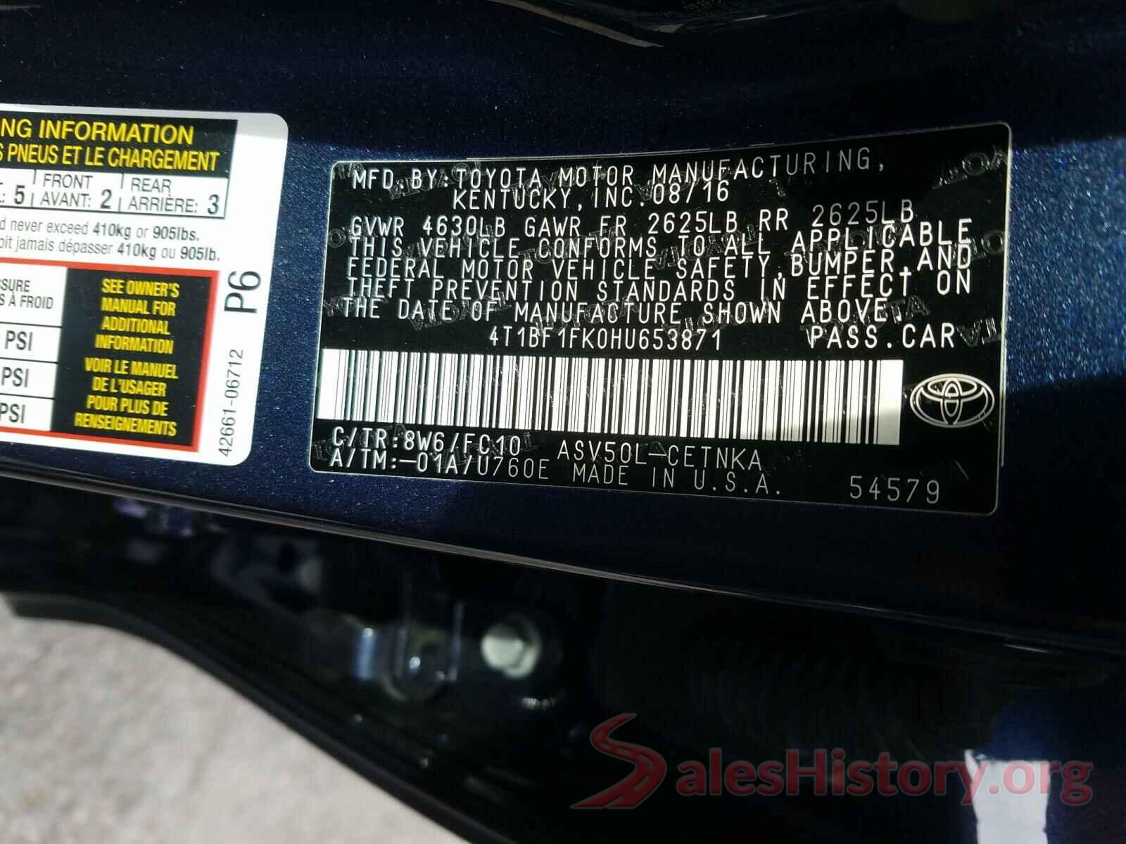 4T1BF1FK0HU653871 2017 TOYOTA CAMRY