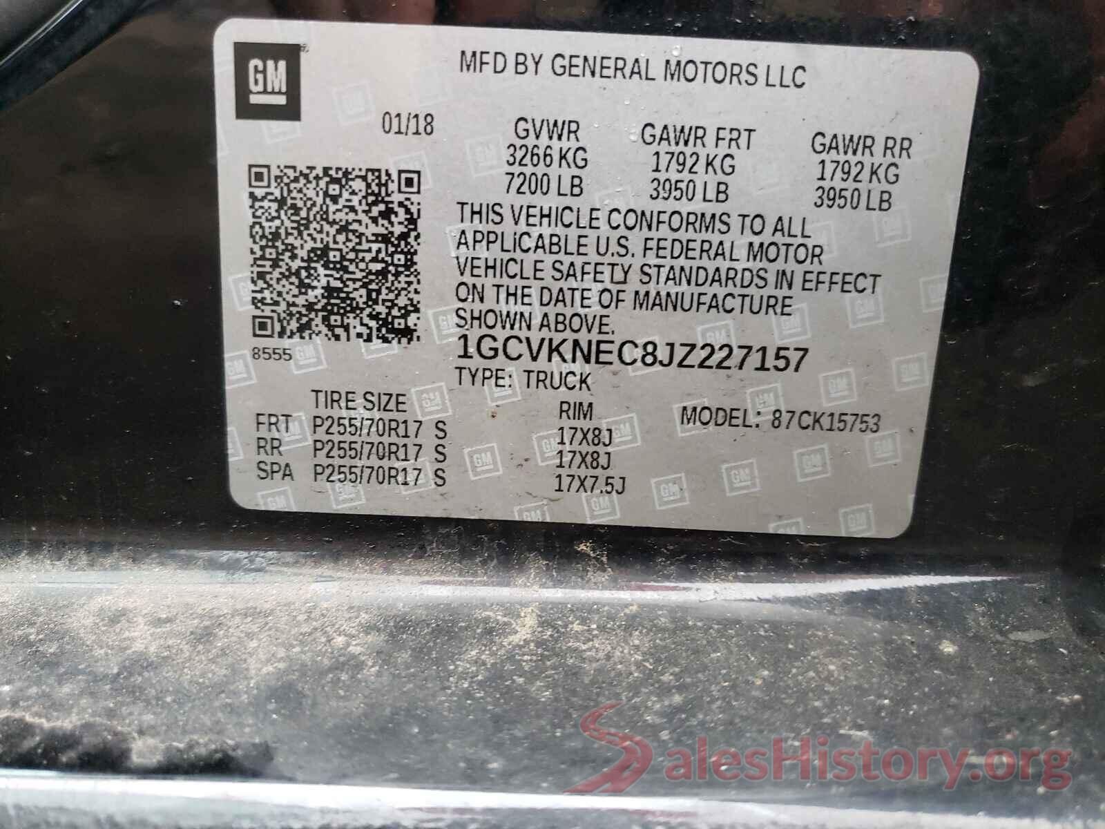 1GCVKNEC8JZ227157 2018 CHEVROLET SILVERADO