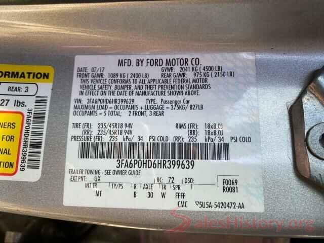 3FA6P0HD6HR399639 2017 FORD FUSION