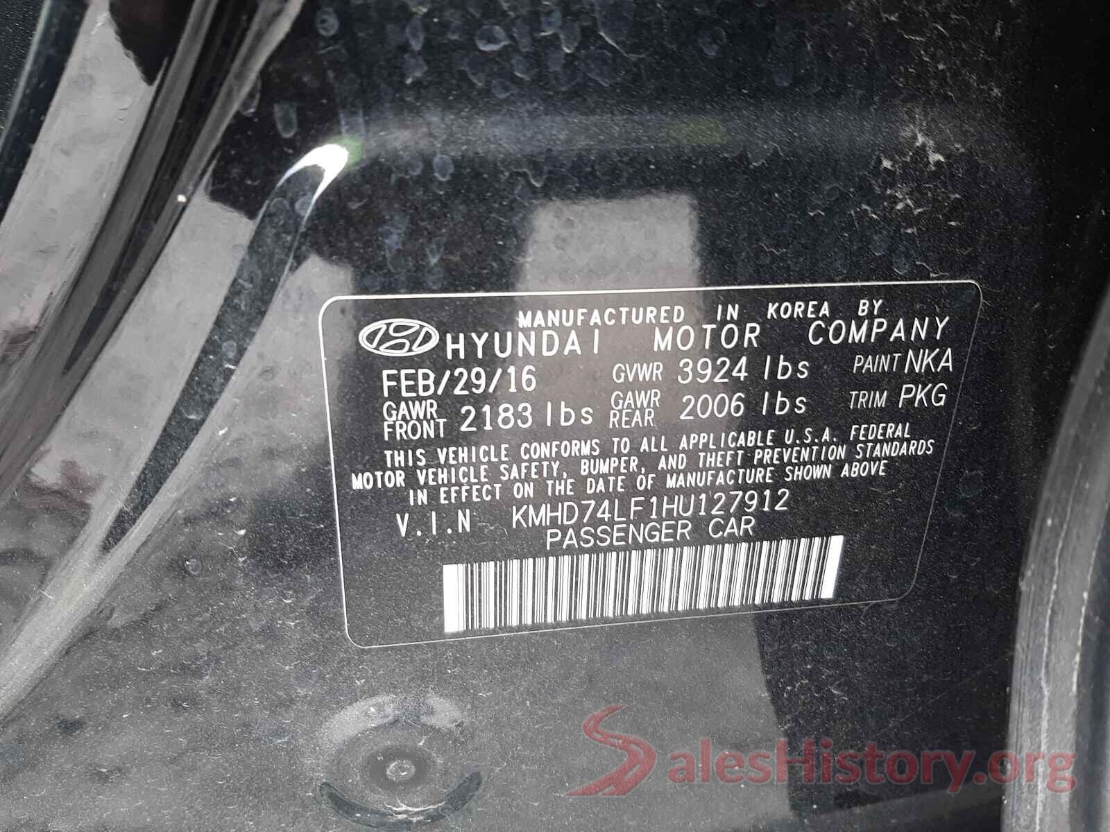 KMHD74LF1HU127912 2017 HYUNDAI ELANTRA