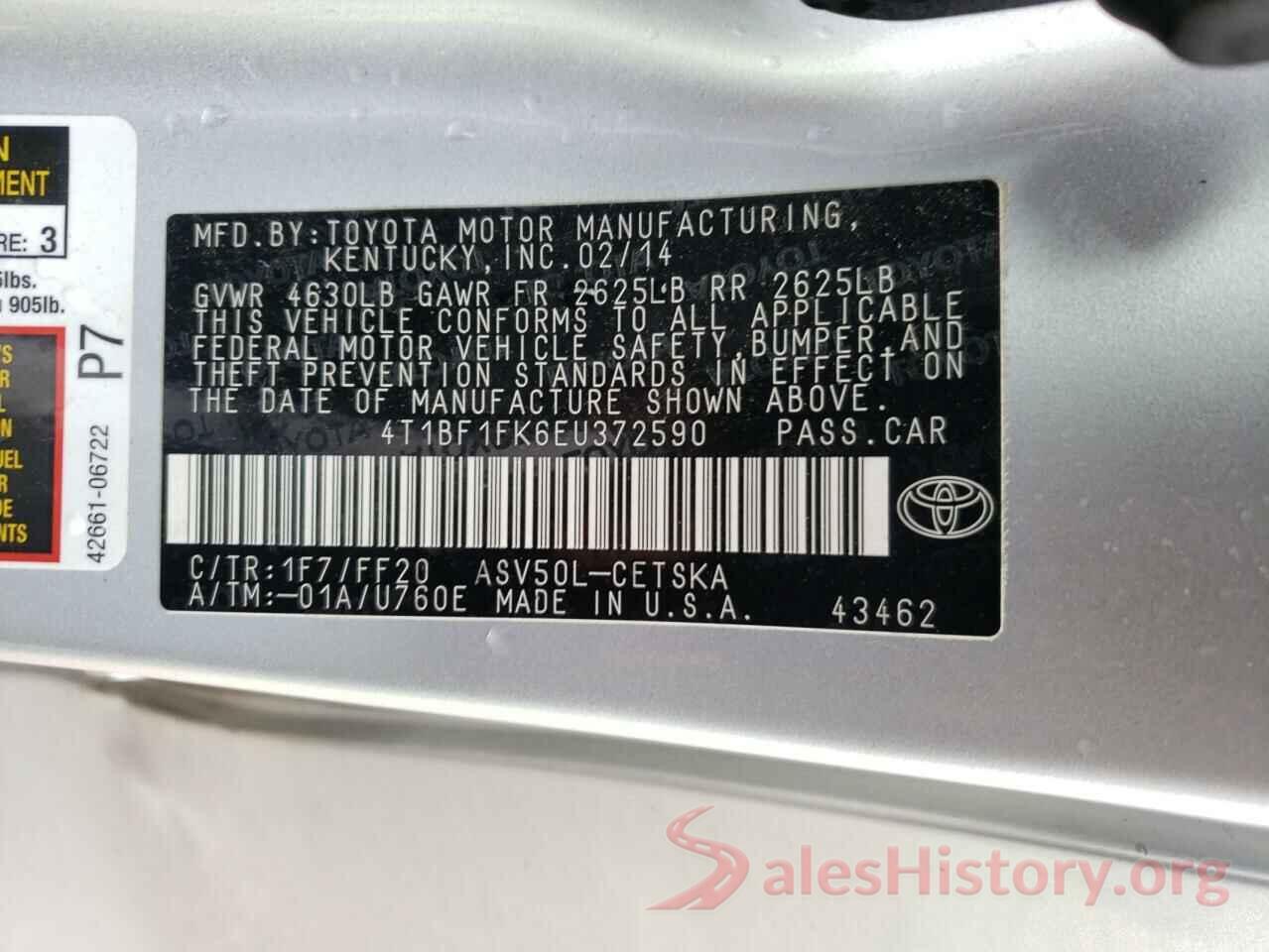 4T1BF1FK6EU372590 2014 TOYOTA CAMRY