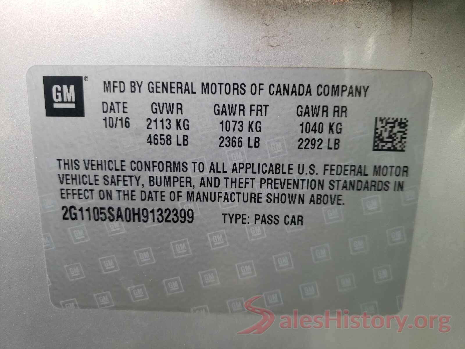 2G1105SA0H9132399 2017 CHEVROLET IMPALA