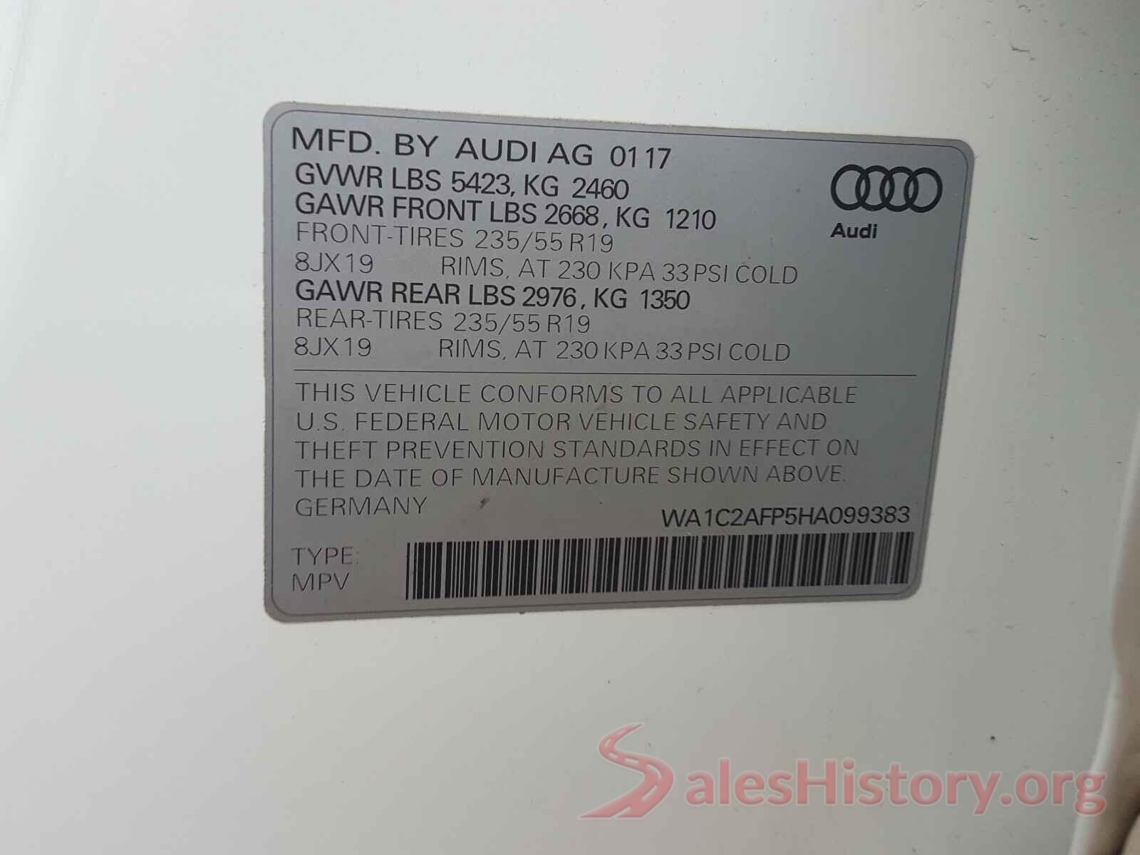 WA1C2AFP5HA099383 2017 AUDI Q5