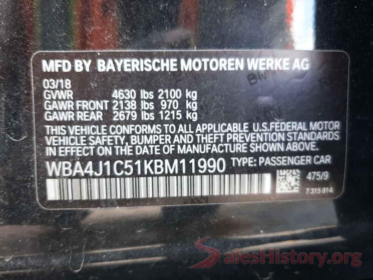 WBA4J1C51KBM11990 2019 BMW 4 SERIES