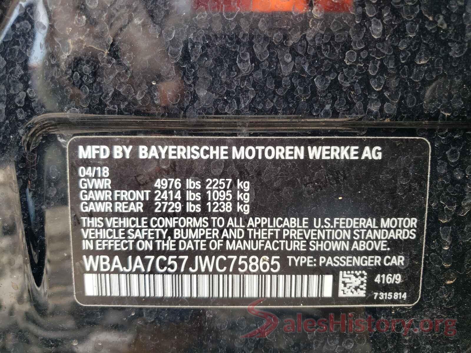 WBAJA7C57JWC75865 2018 BMW 5 SERIES