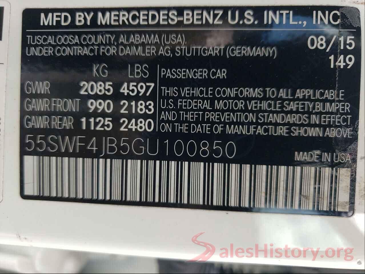 55SWF4JB5GU100850 2016 MERCEDES-BENZ C-CLASS