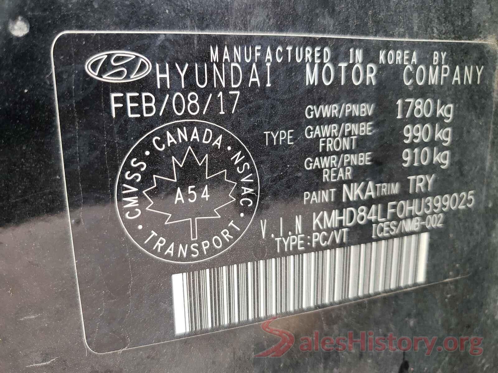 KMHD84LF0HU399025 2017 HYUNDAI ELANTRA