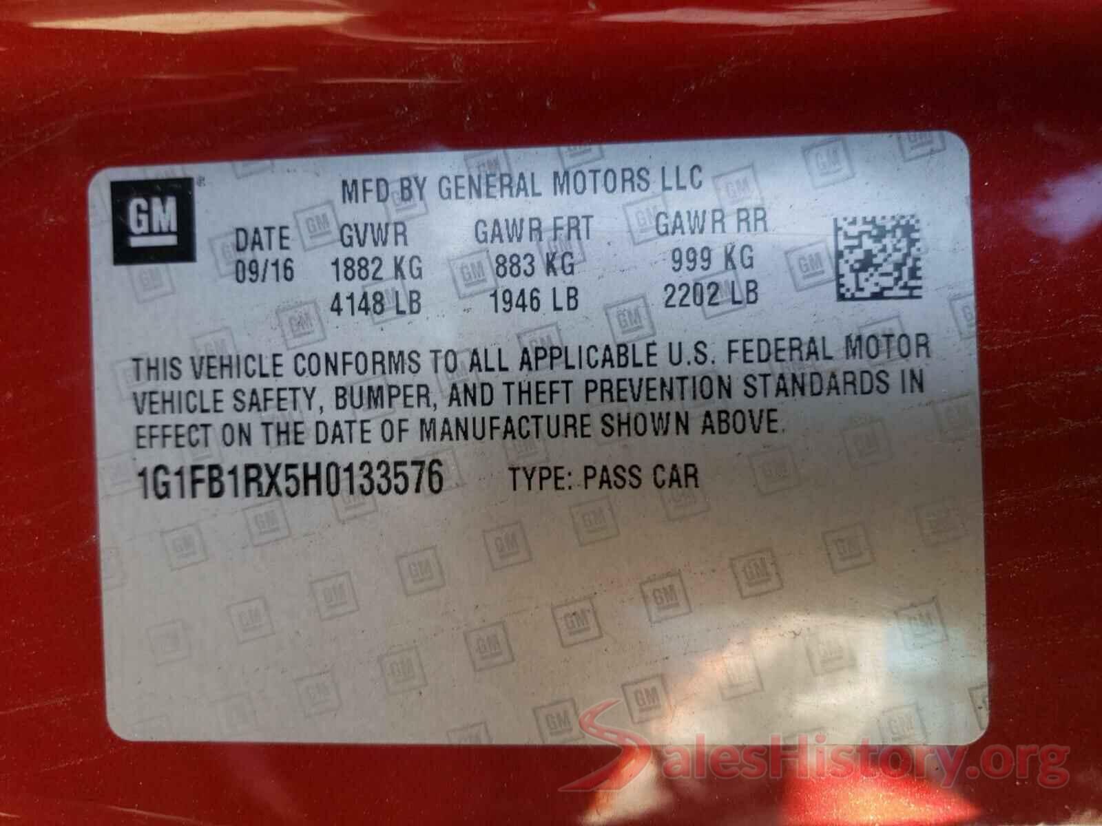 1G1FB1RX5H0133576 2017 CHEVROLET CAMARO