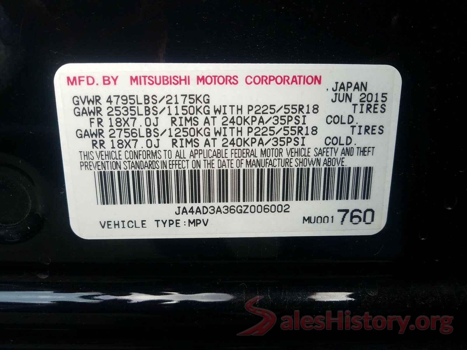 JA4AD3A36GZ006002 2016 MITSUBISHI OUTLANDER