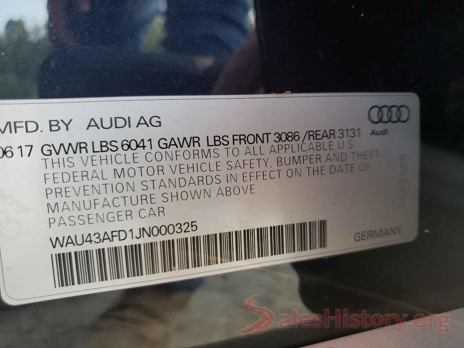 WAU43AFD1JN000325 2018 AUDI A8