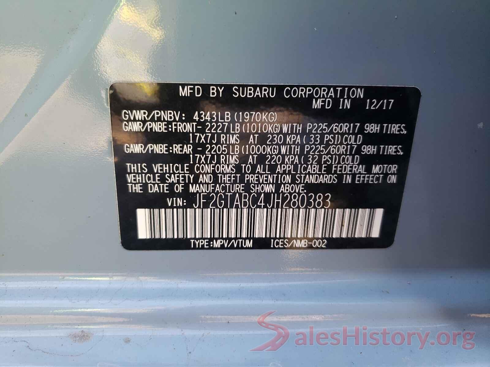 JF2GTABC4JH280383 2018 SUBARU CROSSTREK