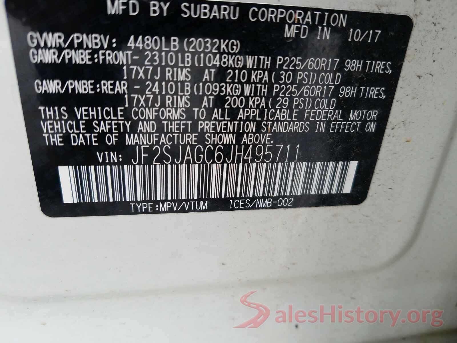 JF2SJAGC6JH495711 2018 SUBARU FORESTER