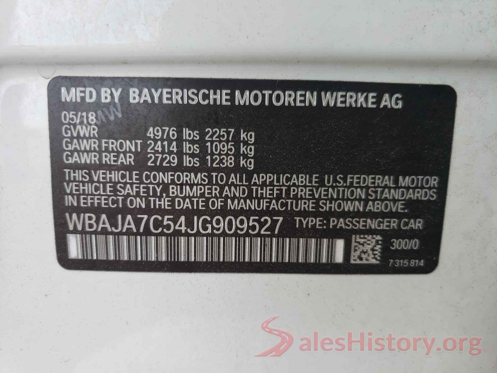 WBAJA7C54JG909527 2018 BMW 5 SERIES