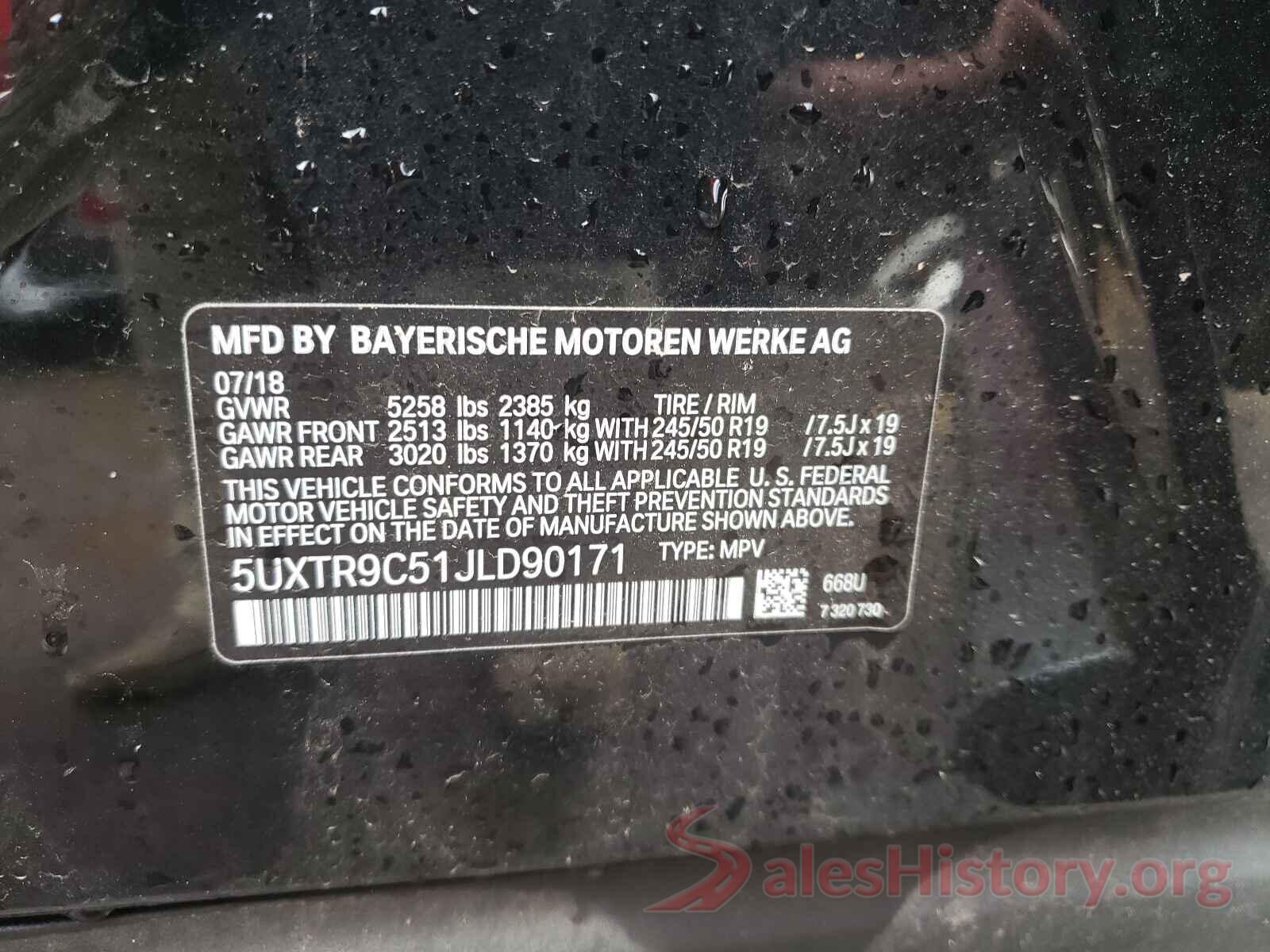 5UXTR9C51JLD90171 2018 BMW X3