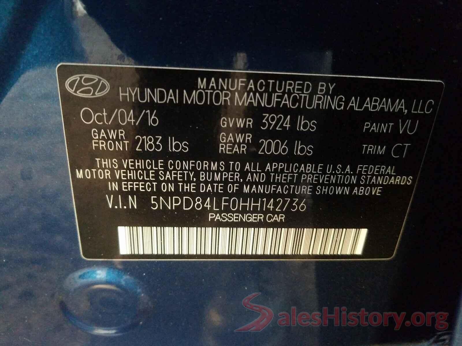 5NPD84LF0HH142736 2017 HYUNDAI ELANTRA