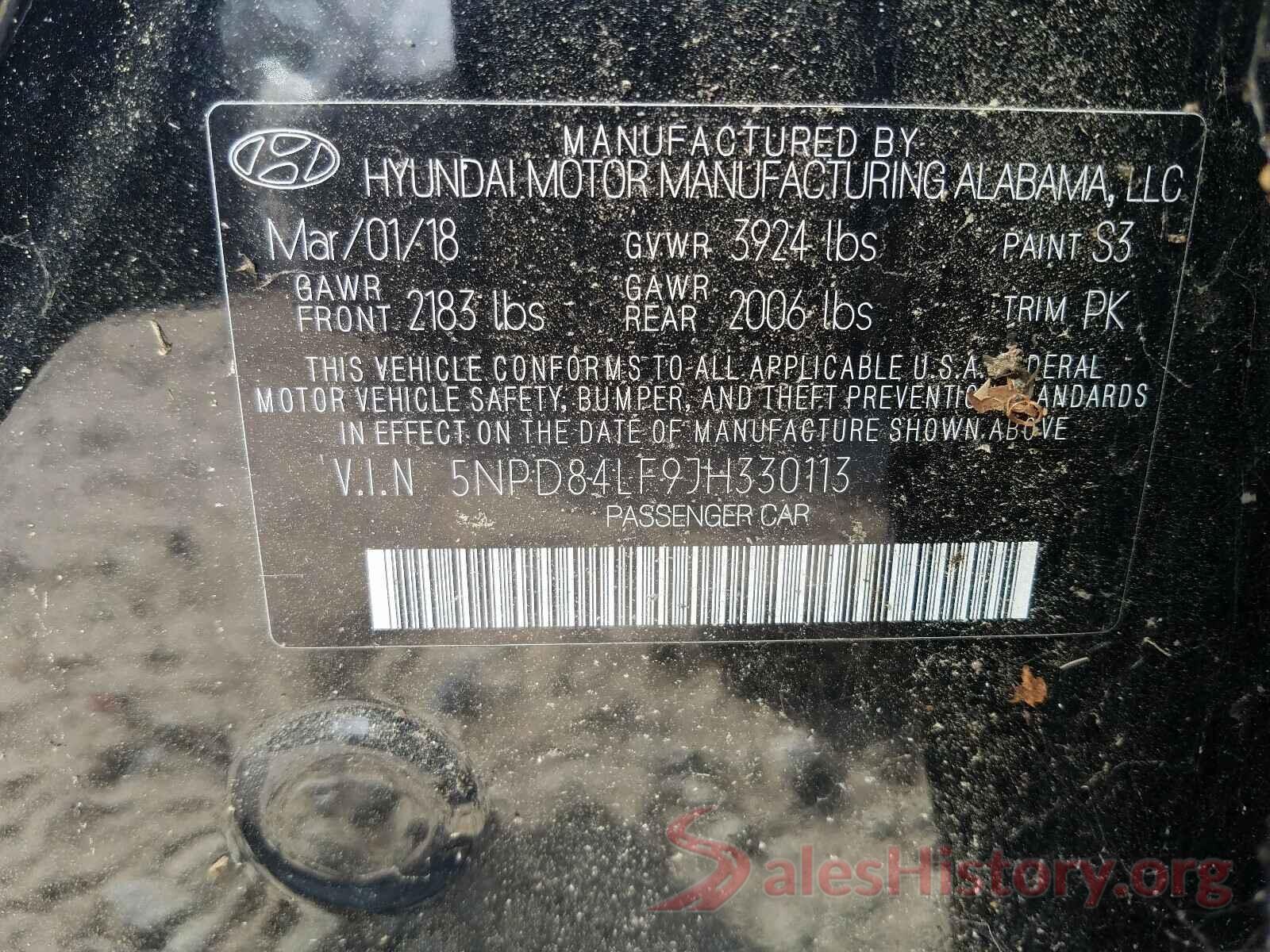 5NPD84LF9JH330113 2018 HYUNDAI ELANTRA