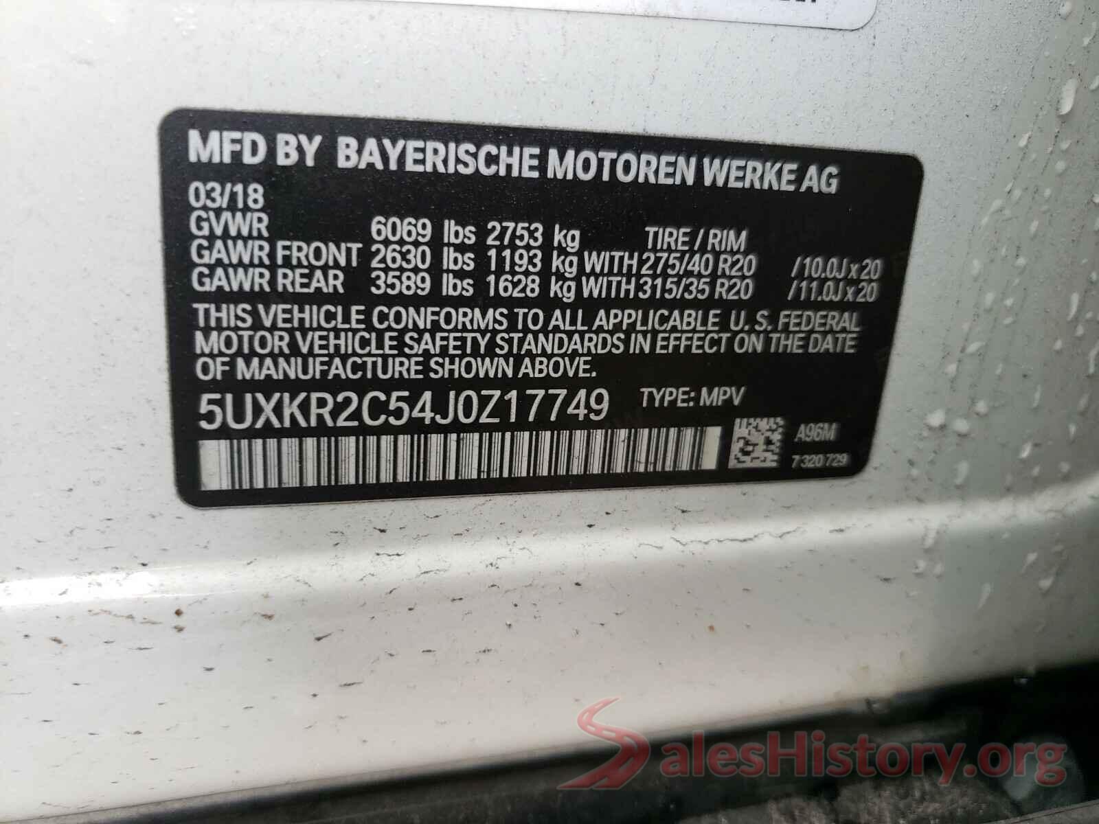 5UXKR2C54J0Z17749 2018 BMW X5