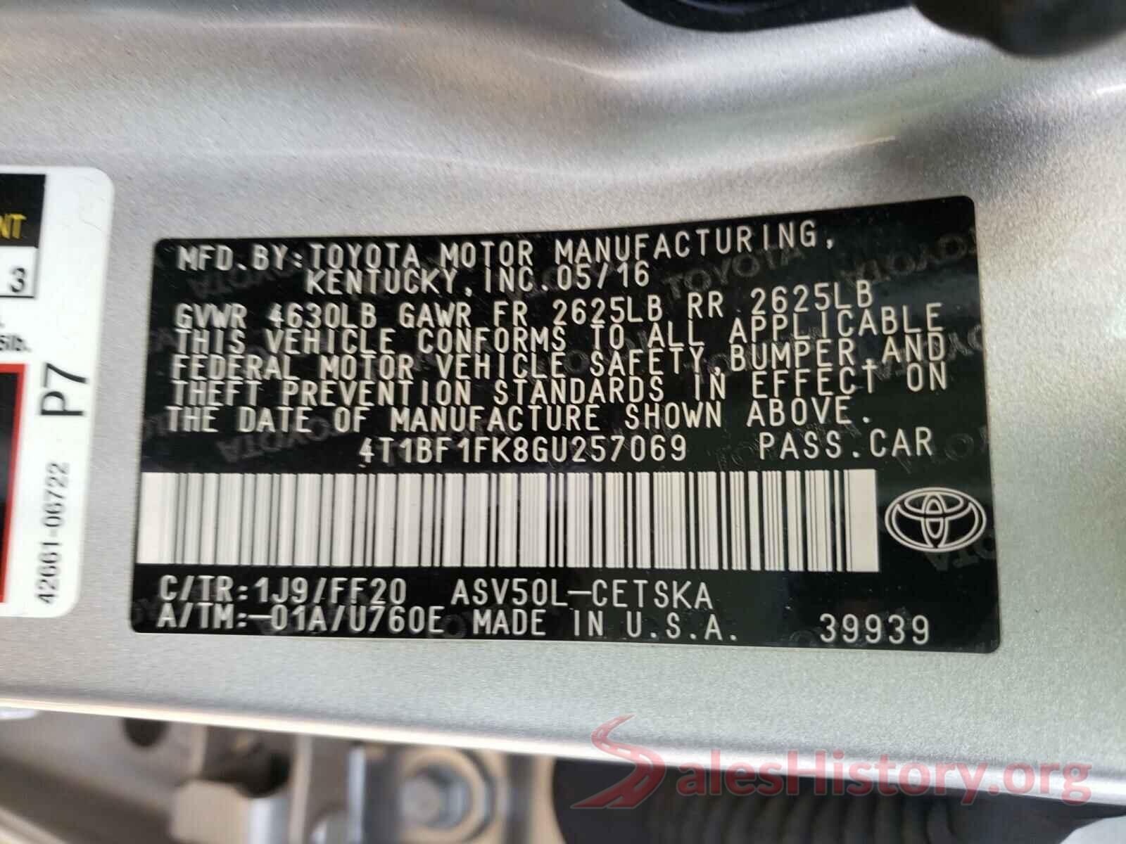 4T1BF1FK8GU257069 2016 TOYOTA CAMRY