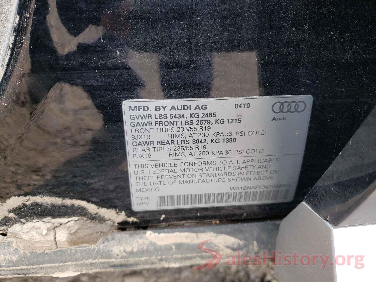 WA1BNAFY3K2098553 2019 AUDI Q5