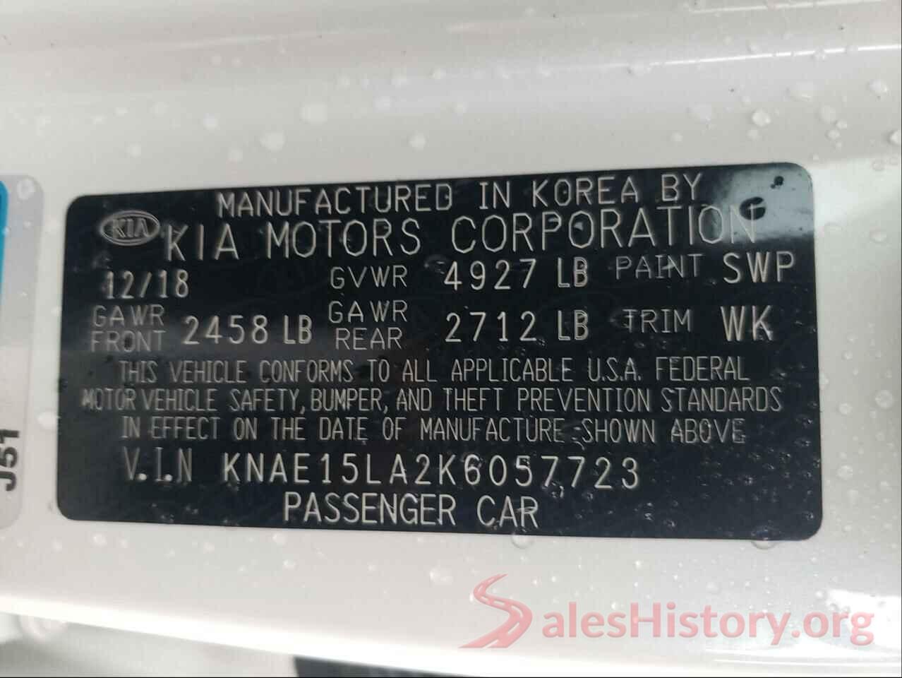 KNAE15LA2K6057723 2019 KIA STINGER