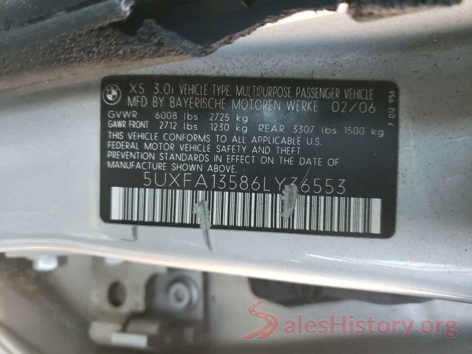 5UXFA13586LY36553 2006 BMW X5