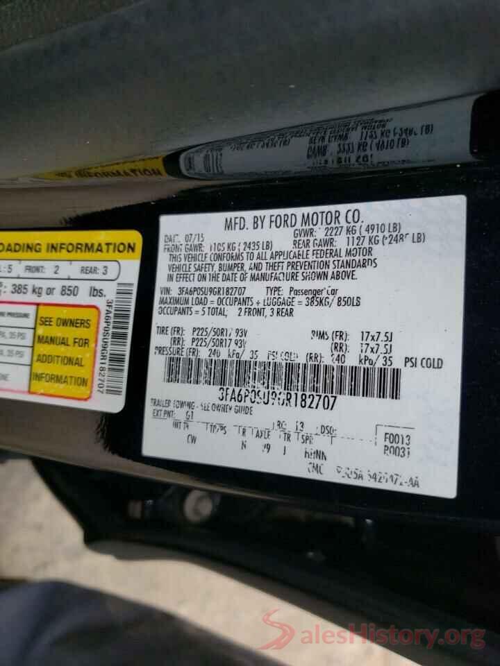 3FA6P0SU9GR182707 2016 FORD FUSION