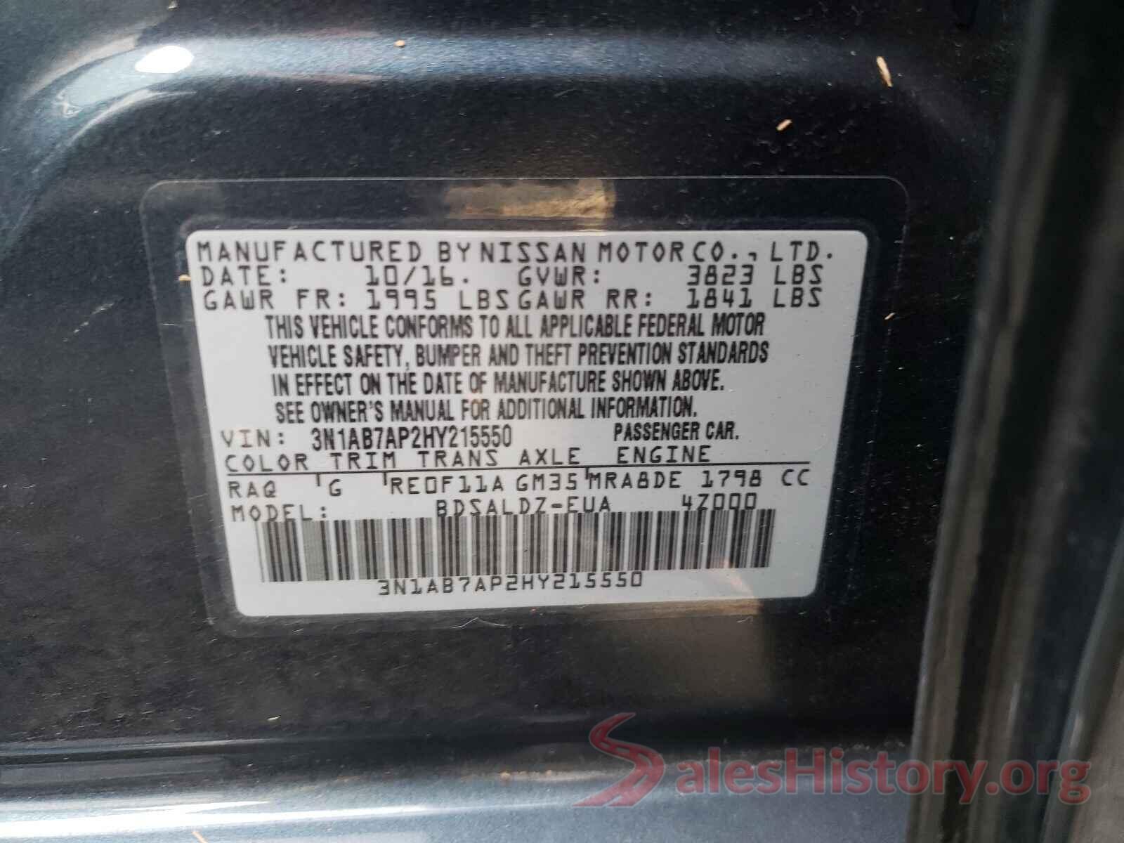 3N1AB7AP2HY215550 2017 NISSAN SENTRA